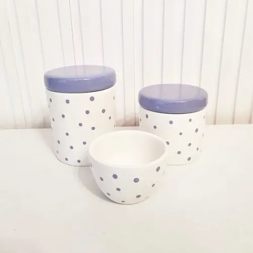 Kit Higiene Bebê 3 Peças Poás Roxo/lilás - Tampa de Cerâmica