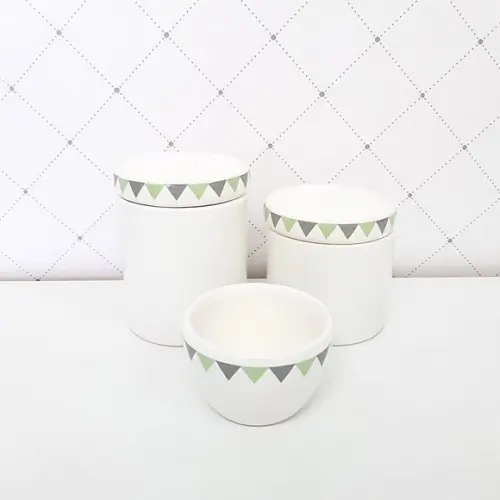 Kit Higiene Bebê 3 Peças Varalzinho / Triângulos Verde