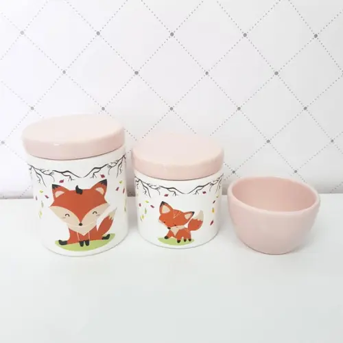 Kit Higiene Bebê 3 Peças Raposinha - Molhadeira Lisa