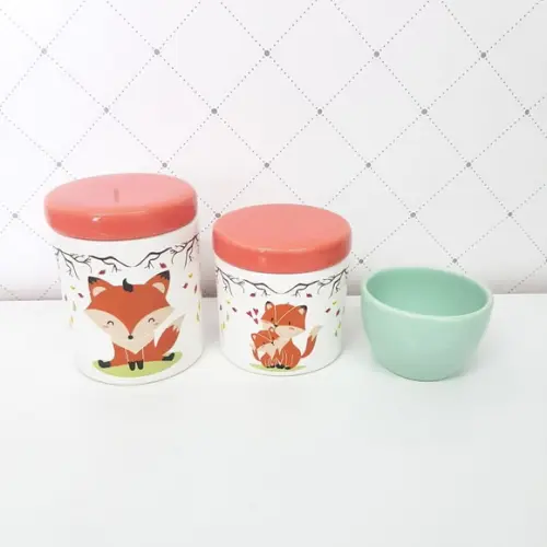 Kit Higiene Bebê 3 Peças Raposinha - Molhadeira Lisa