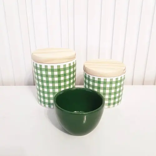 Kit Higiene Bebê 3 Peças Xadrez Vichy Verde - Pinus
