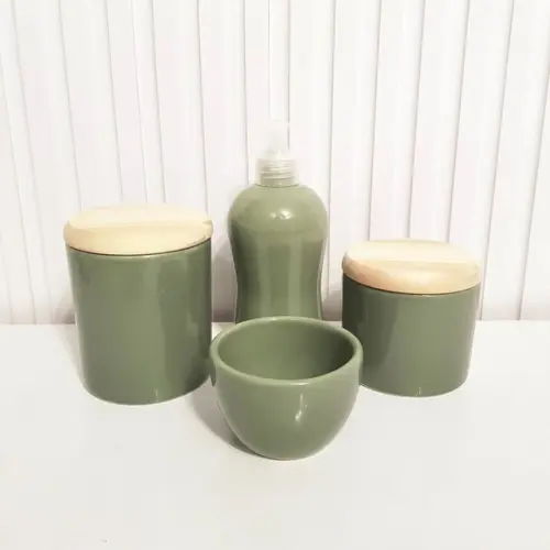 Kit Higiene Bebê 4 Peças Verde Militar / Oliva - Tampa Pinus