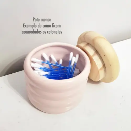Kit Higiene Bebê Cerâmica 4 Peças Ondulado Branco