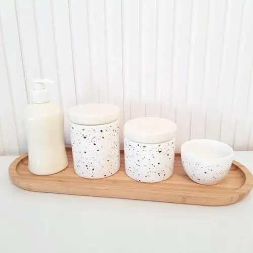 Kit Higiene Bebê Granilite Bege Creme 16x44cm