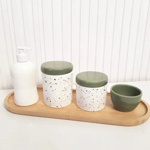 Kit Higiene Bebê Granilite Verde Militar - Bandeja 16x44cm