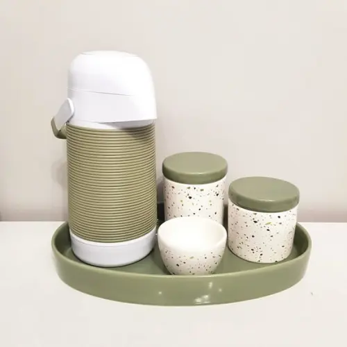Kit Higiene Bebê Granilite Verde Militar / Oliva - Band Oval
