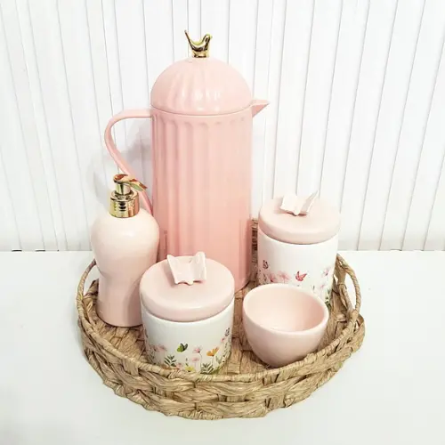 Kit Higiene Bebê Jardim Encantado Borboleta Rosé Band. Fibra