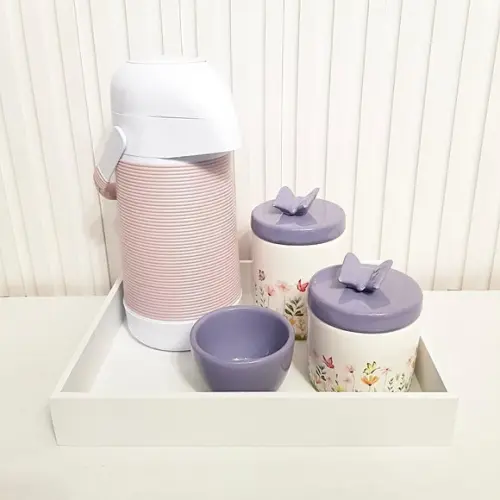 Kit Higiene Bebê Jardim Encantado Lilás e Rosa Antigo