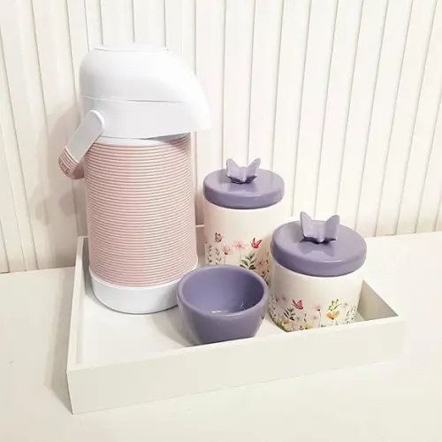 Kit Higiene Bebê Jardim Encantado Lilás e Rosa Antigo