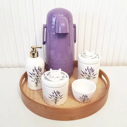 Kit Higiene Bebê Lavanda Lilás Roxo - Borboleta + Palhinha