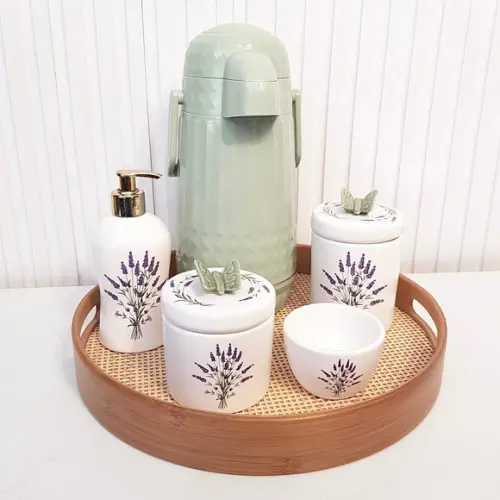 Kit Higiene Bebê Lavanda Verde Oliva - Borboleta + Palhinha