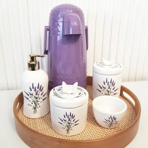 Kit Higiene Bebê Lavanda Lilás Roxo - Borboleta + Palhinha
