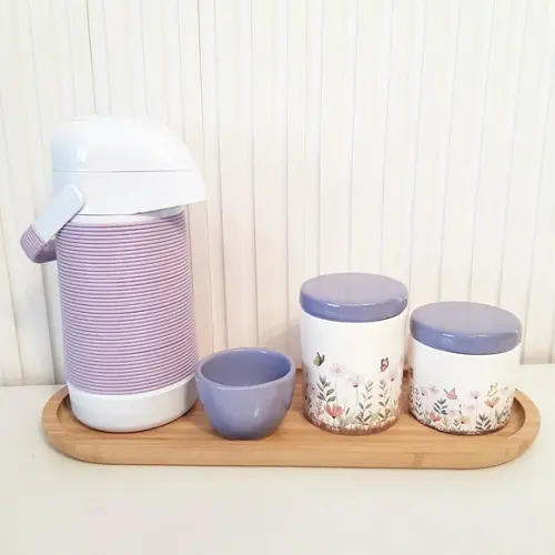 Kit Higiene Bebê Menina 3 Pçs Jardim Encantado Floral Lilás
