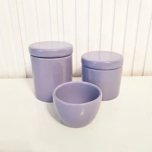 Kit Higiene Bebê Menina 3 Peças Lilás Lavanda Tampa Cerâmica