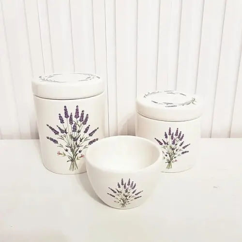 Kit Higiene Bebê Menina 3 Peças Lavanda - Tampa Estampada