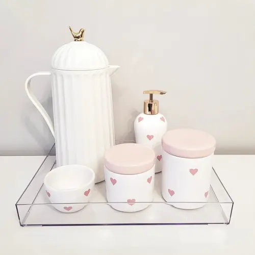 Kit Higiene Bebê Menina Coração Rosa - Térmica Bird