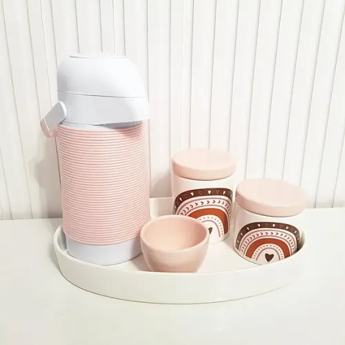 Kit Higiene Bebê Menina Arco-íris Boho Marrom + Rosé