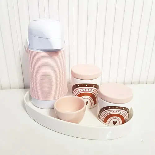 Kit Higiene Bebê Menina Arco-íris Boho Marrom + Rosé