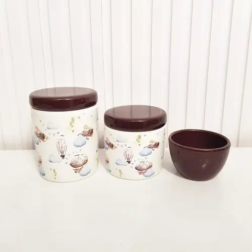 Kit Higiene Bebê Menino 3 Peças Aviador Balão Marrom