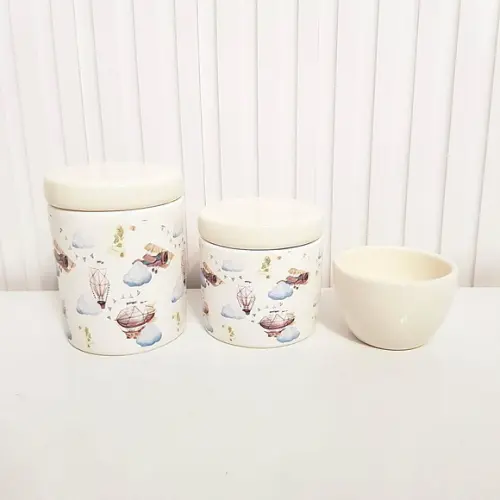Kit Higiene Bebê Menino 3 Peças Aviador Balão Creme
