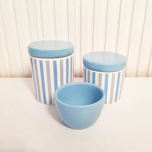 Kit Higiene Bebê Menino 3 Peças Listras Azul
