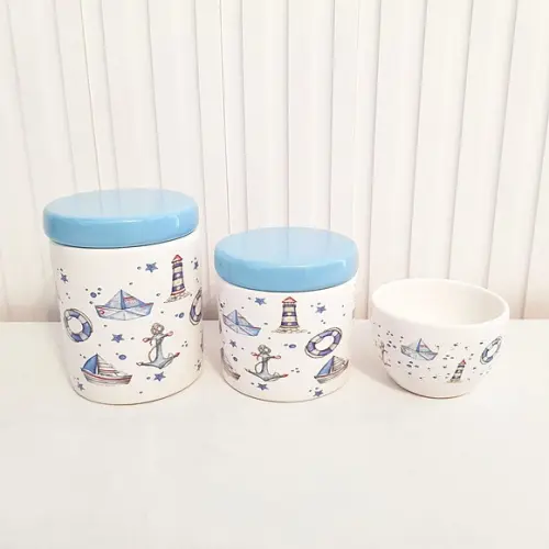 Kit Higiene Bebê Menino 3 Peças Marinheiro Azul Claro