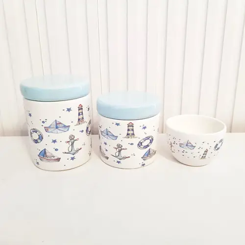 Kit Higiene Bebê Menino 3 Peças Marinheiro Azul Claro