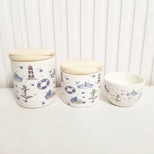 Kit Higiene Bebê Menino 3 Peças Marinheiro Tampa Pinus