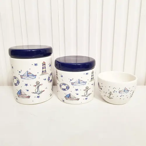 Kit Higiene Bebê Menino 3 Peças Marinheiro Azul Marinho