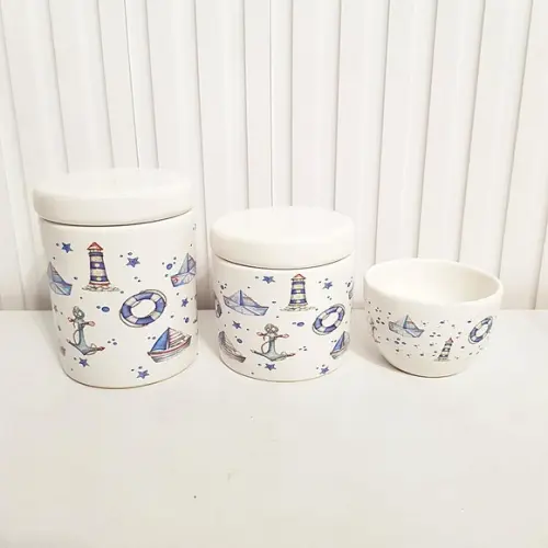Kit Higiene Bebê Menino 3 Peças Marinheiro Azul Marinho