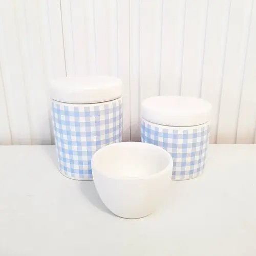 Kit Higiene Bebê Menino 3 Peças Xadrez Vichy Azul