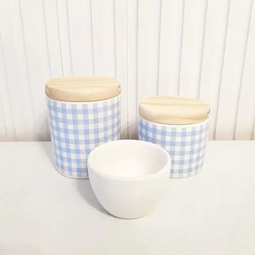 Kit Higiene Bebê Menino 3 Peças Xadrez Vichy Azul