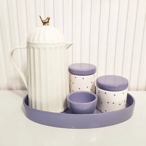Kit Higiene Bebê Poás Roxo / Lilás - Oval + Térmica Bird