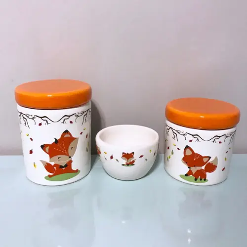 Kit Higiene Bebê Raposinha 3 Peças Molhadeira Estampada