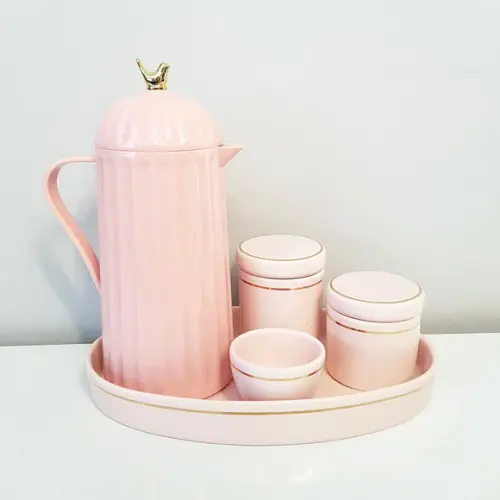 Kit Higiene Bebê Rosé e Filete Dourado Oval - Térm Bird