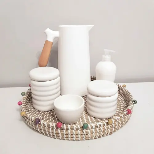 Kit Higiene Bebê Unissex 3 Peças Ondulado Branco