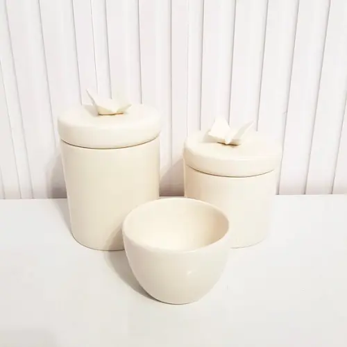 Kit Higiene Bebê Unissex 3 Peças Creme com Aplique Borboleta