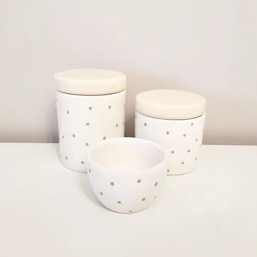 Kit Higiene Bebê Unissex 3 Peças Poás Cáqui - Tampa Creme