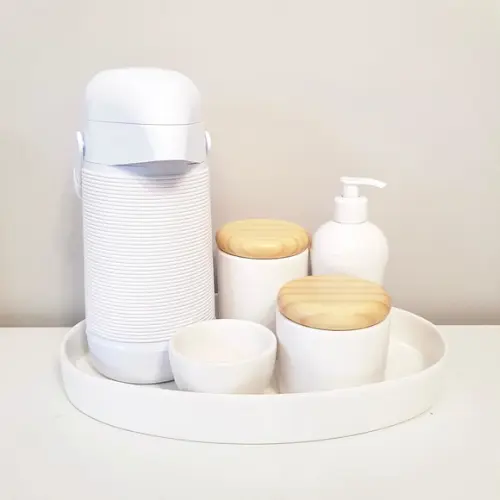 Kit Higiene Bebê Unissex Branco Completo - Bandeja Oval