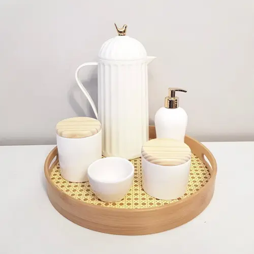 Kit Higiene Branco - Bandeja Palhinha + Térmica Bird