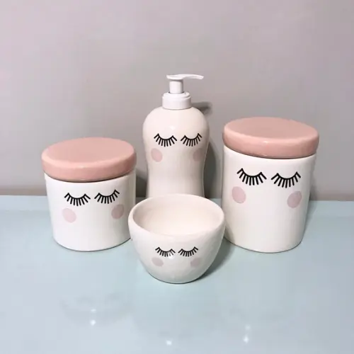 Kit Higiene Cílios/olhinhos 4 Peças - Tampa Rosa ou Rosé