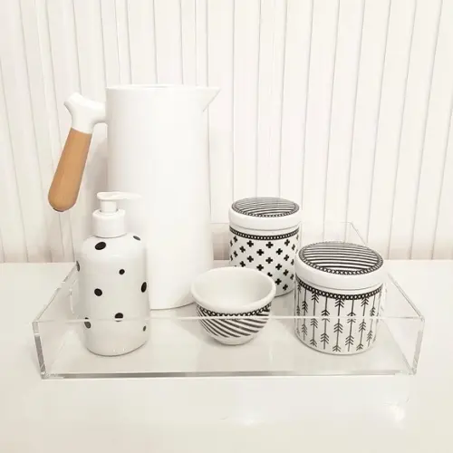 Kit Higiene Geométrico Escandinavo Preto e Branco - Acrílico