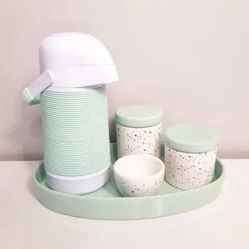 Kit Higiene Granilite Verde Bebê - Bandeja Oval