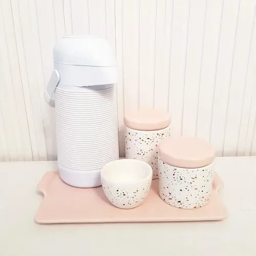 Kit Higiene Granilite Rosa Rosé - Térmica Alinhavada