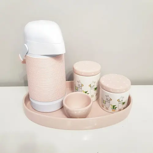 Kit Higiene Lhama Rosé - Térmica Alinhavada