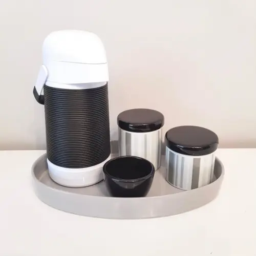 Kit Higiene Listras Preto Cinza e Branco -térmica Alinhavada