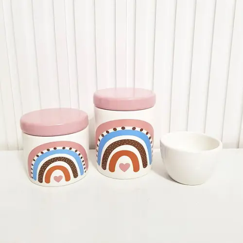 Kit Higiene Menina 3 Peças Arco-íris Boho Mix + Rosa Bebê