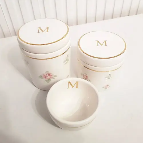 Kit Higiene Personalizado 3 Pçs Floral Filete Dourado