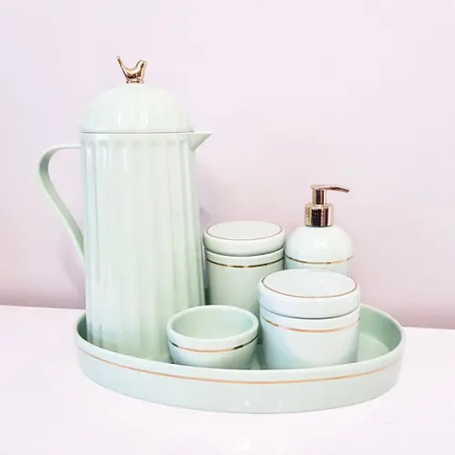 Kit Higiene Verde Bebê e Filete Dourado - Térmica Bird