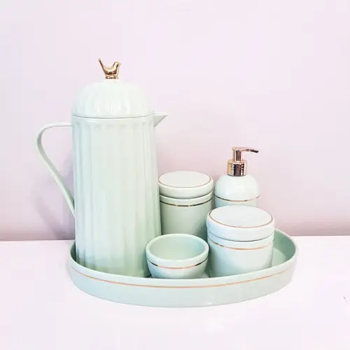 Kit Higiene Verde Bebê e Filete Dourado - Térmica Bird